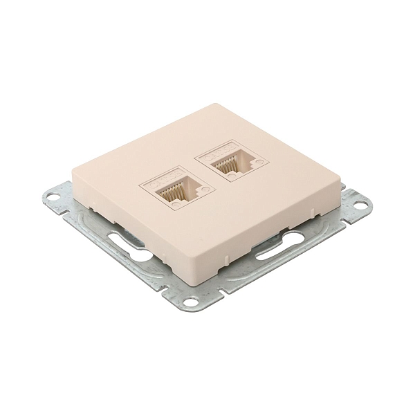 Механизм розетки RJ45 - 2шт, (cat5), кремовый Эпика EKF