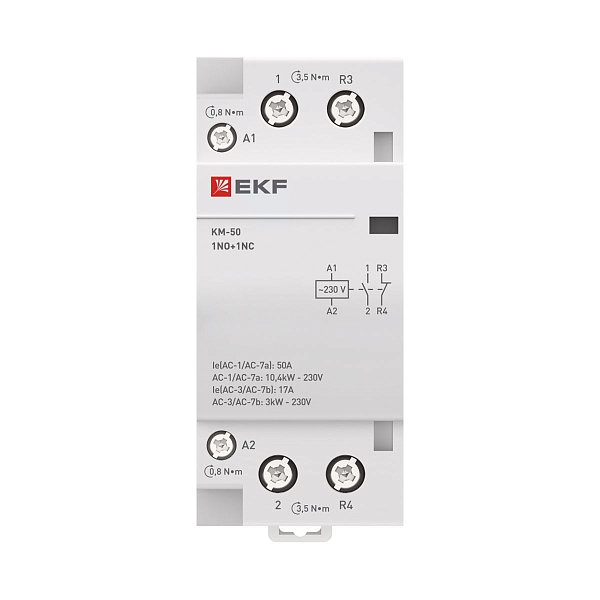 Контактор модульный КМ 50А 1NO+1NC 230В АС (2 мод.) PROXIMA EKF