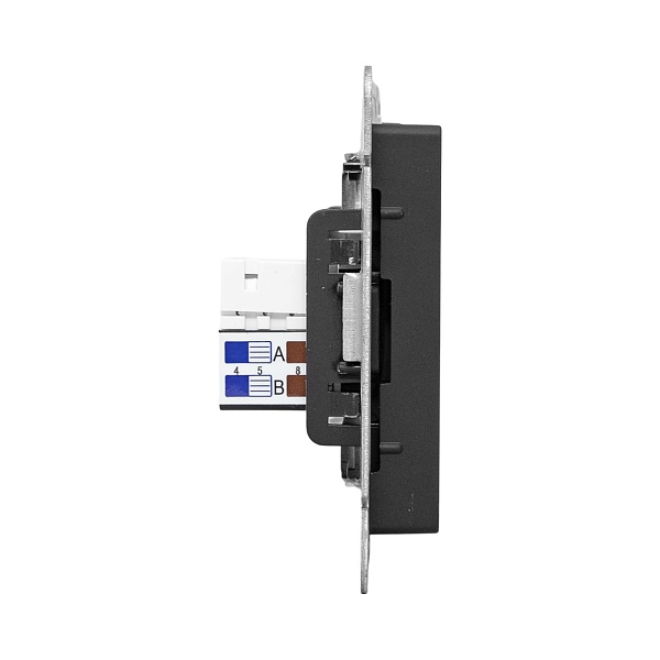 Механизм розетки HDMI+RJ45 (cat5), чёрный Эпика EKF