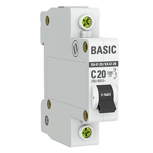 Автоматический выключатель ВА 47-29 1P 20А (C) 4,5кА BASIC