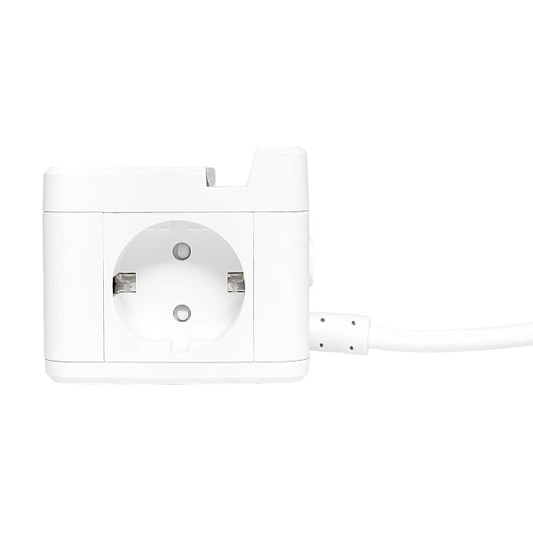 Удлинитель "Куб" 2 гнезда 1USB + 2Type C с быстрой зарядкой, подставкой под телефон и ночником 1,3 метра 1мм2