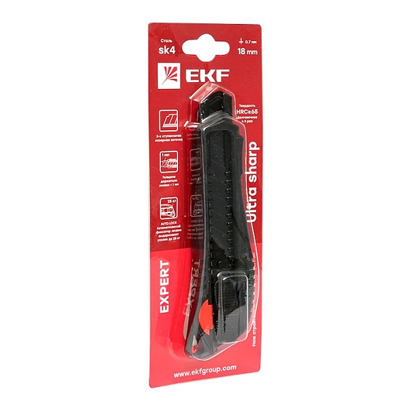 Нож строительно-монтажный 18 мм НСМ-50 (18мм)(SK4) Heavy Duty (до 25 кг) EKF Expert