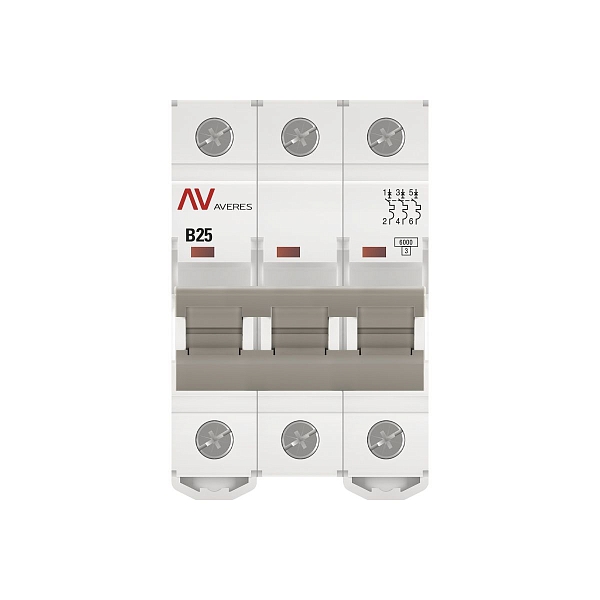 Выключатель автоматический AV-6 3P 25A (B) 6kA EKF AVERES