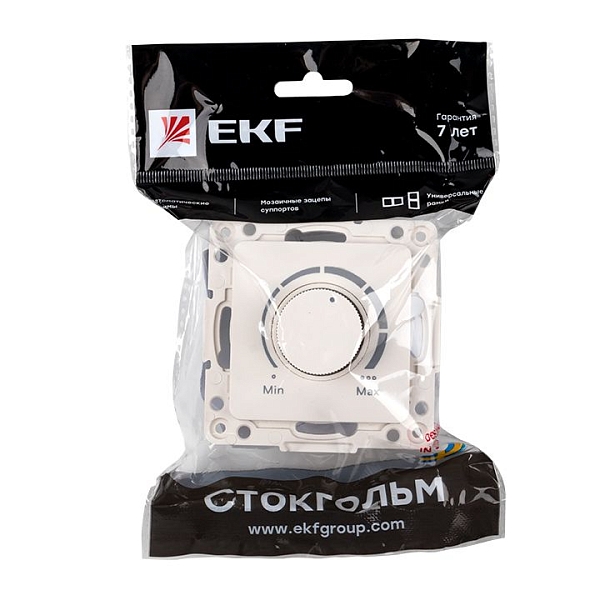 Стокгольм Механизм Светорегулятора 600W 220В винтовые клеммы белый EKF