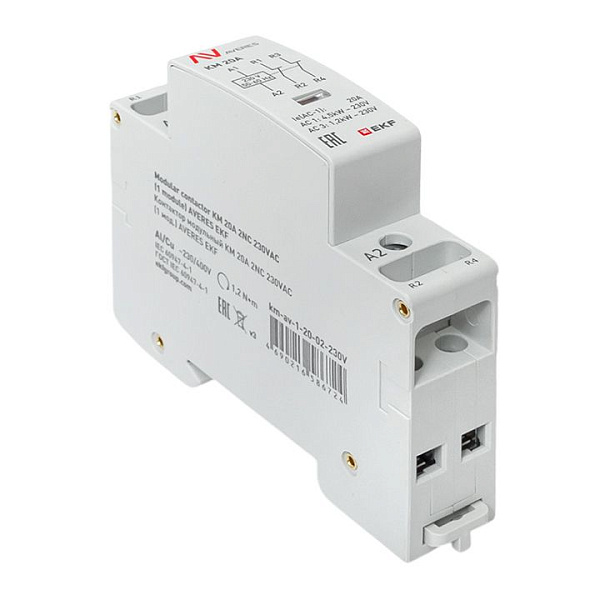 Контактор модульный КМ 20А 2NC 230В АС (1 мод.) AVERES EKF