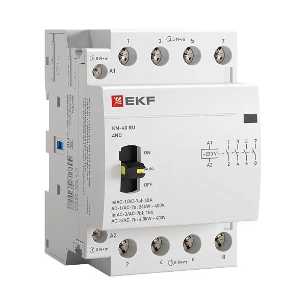 Контактор модульный КМ РУ 40А 4NO 230В АС (3 мод.) PROXIMA EKF