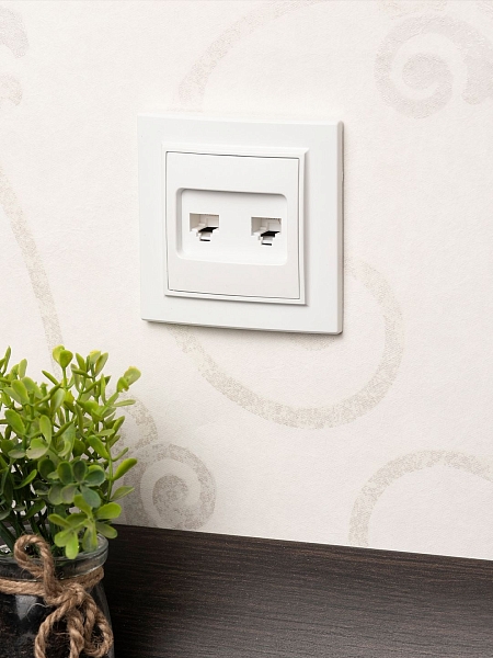 Минск Розетка RJ-45+Phone СП белая EKF
