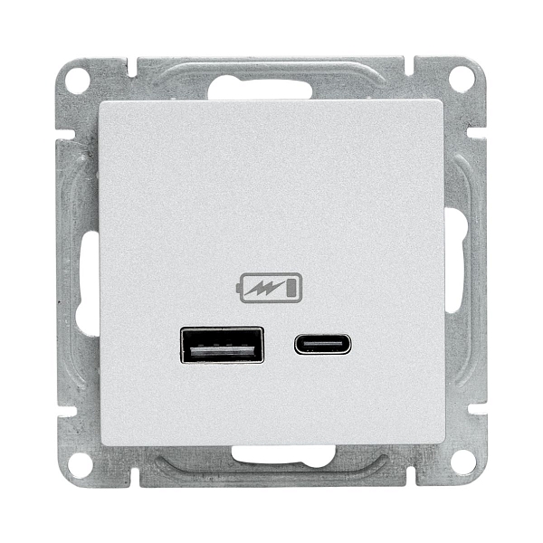 Механизм розетки USB-A+С, алюминий Эпика EKF