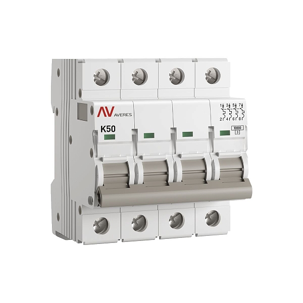 Выключатель автоматический AV-10 4P 50A (K) 10kA EKF AVERES