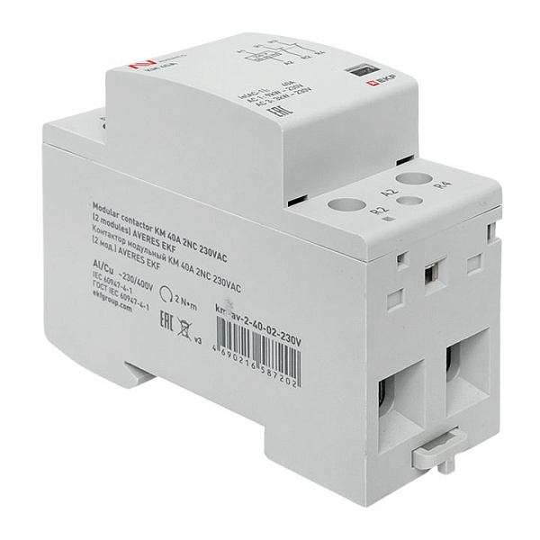 Контактор модульный КМ 40А 2NC 230В АС (2 мод.) AVERES EKF