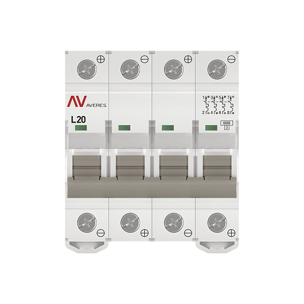 Выключатель автоматический AV-6 DC 4P 20A (L) 6kA EKF AVERES
