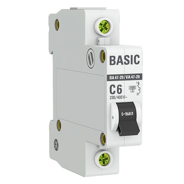 Автоматический выключатель ВА 47-29 1P 6А (C) 4,5кА BASIC