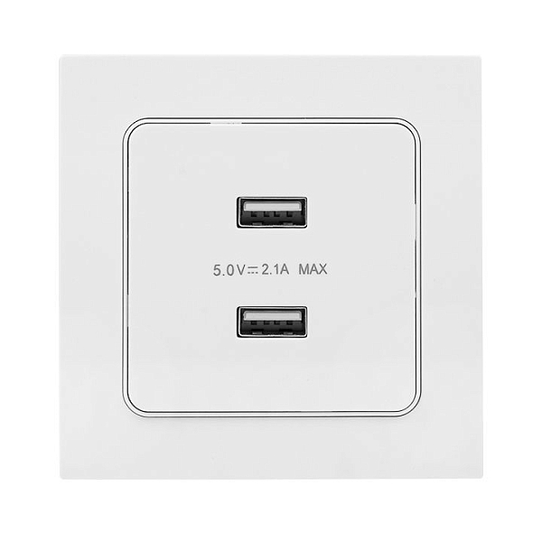 Стокгольм Механизм Розетки USB 2-местной 2,1А винтовые клеммы белый EKF