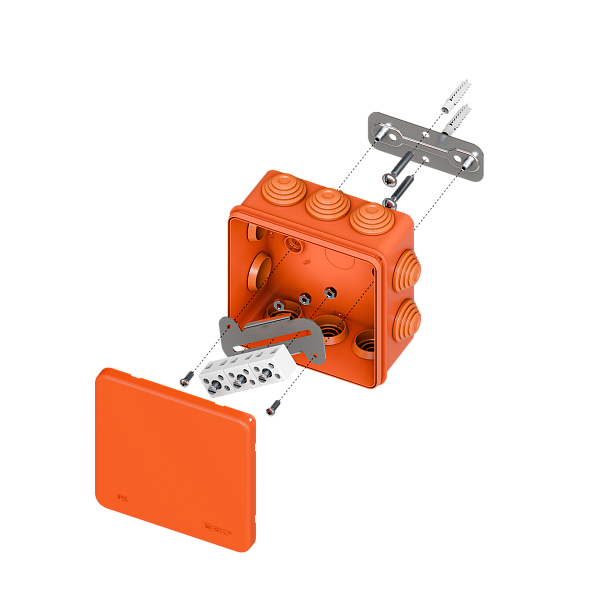 Коробка огнестойкая E45 100x100x50мм с клеммниками 6 полюсов 0,5-6мм2 IP55 HF EKF