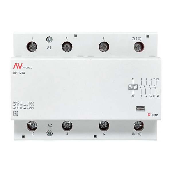 Контактор модульный КМ 125А 4NO 230В АС (6 мод.) AVERES EKF
