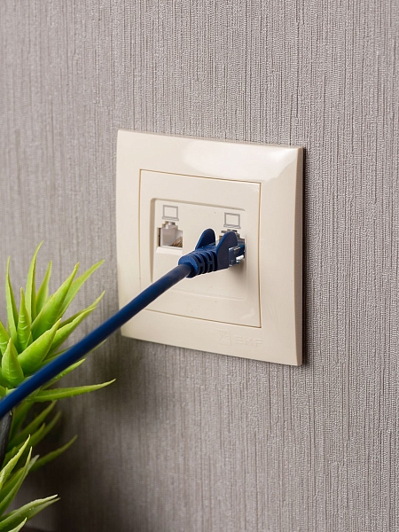 Валенсия розетка компьютерная RJ-45 2-местная кремовая EKF