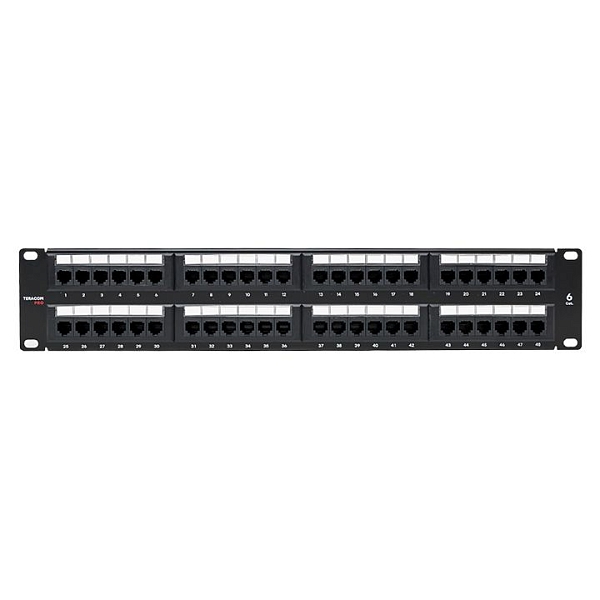 Патч-панель TERACOM PRO 19'' Cat.6 2U неэкранированная UTP 48 портов RJ-45 Dual IDC