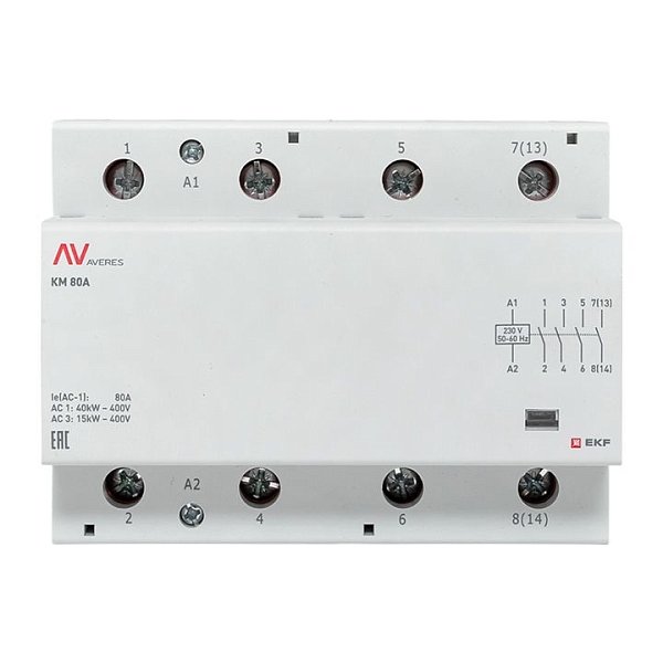 Контактор модульный КМ 80А 4NO 230В АС (6 мод.) AVERES EKF