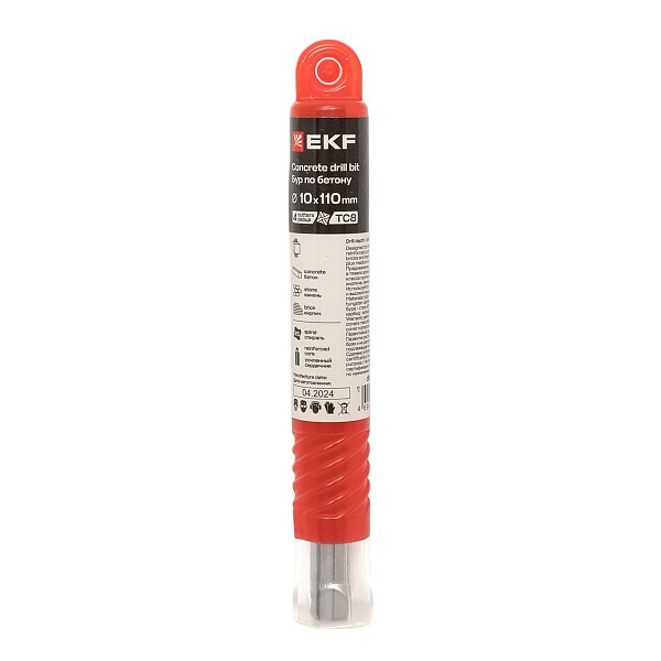 Бур по бетону SDS-plus 10x110 мм (4 резца) EKF Professional