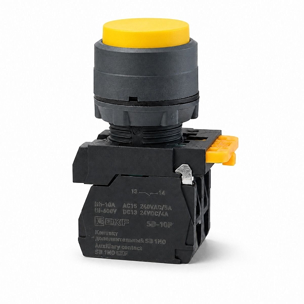 Кнопка выпирающая SB-35 с фиксацией 1NO желтая IP65 EKF