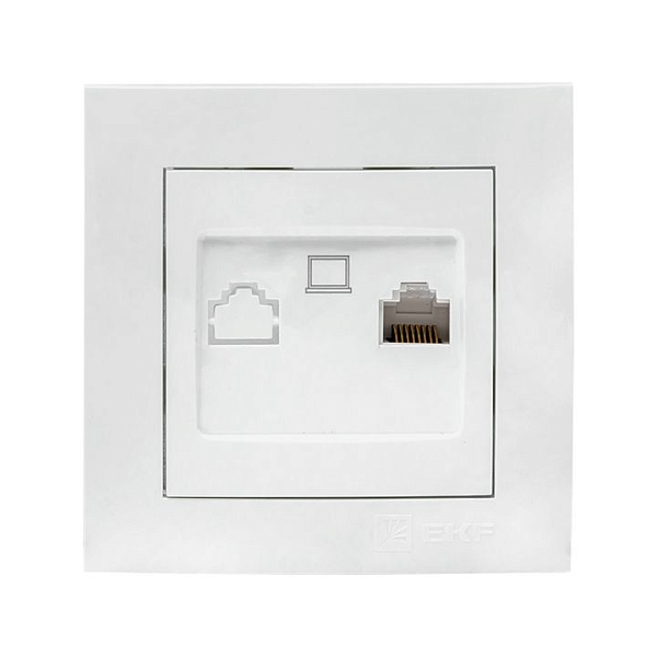Валенсия розетка компьютерная RJ-45 1-местная белая EKF